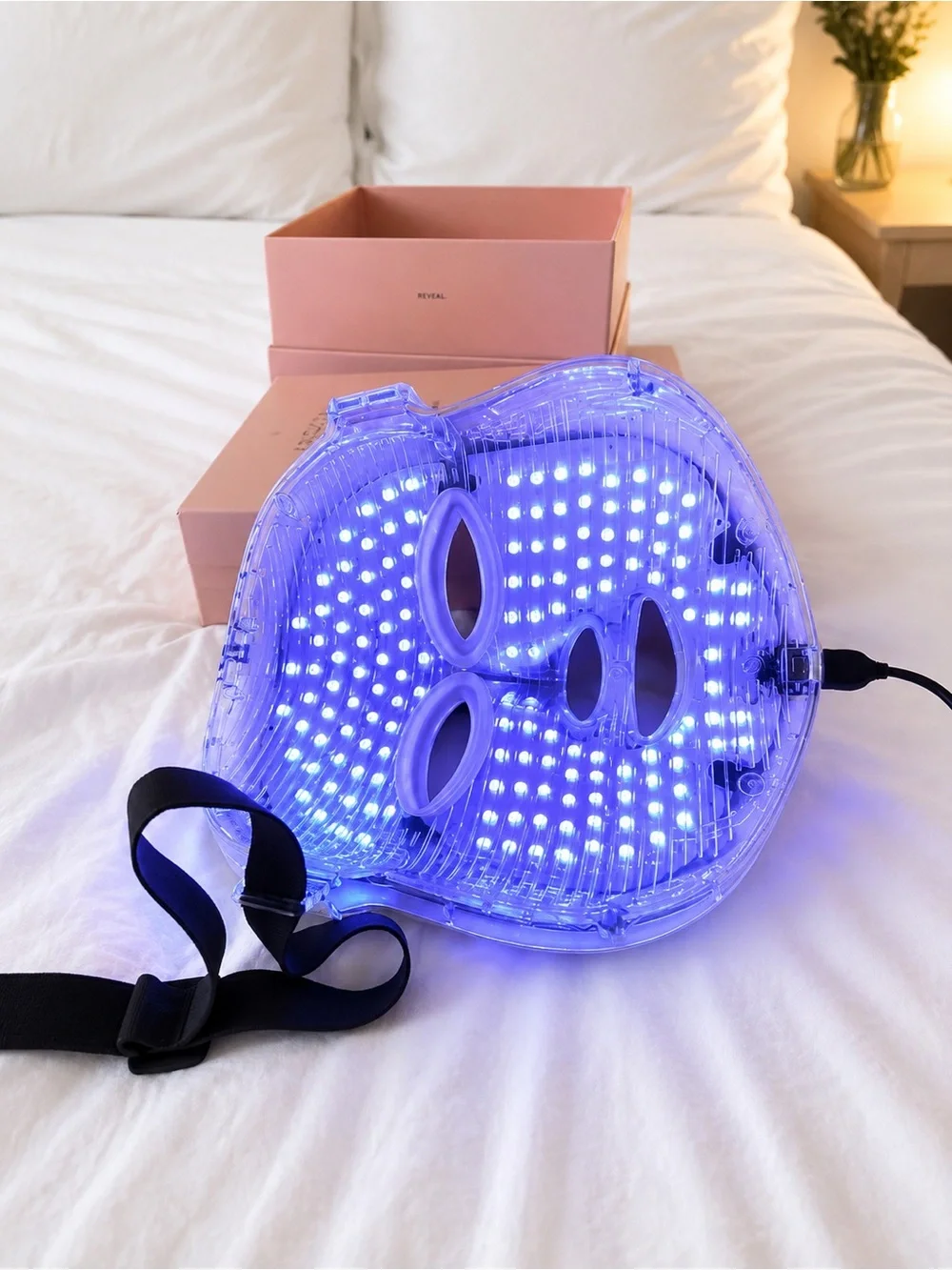 Skin Light-Therapy Facial Device - Champagne Beige & Gold Accents